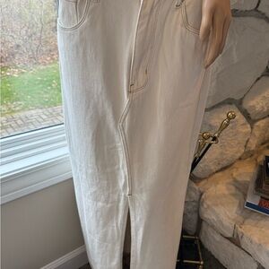 Blanc NYC White Denim Skirt with Front Slit